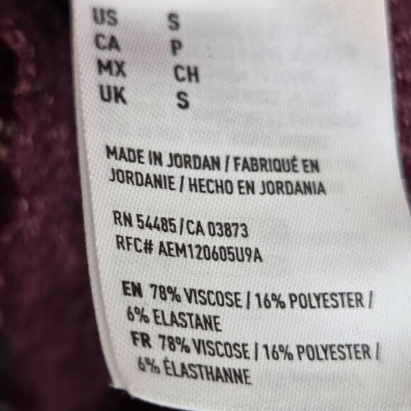 American Eagle Soft & Sexy Plush Long Sleeve Tee Burgundy Women’s Size S Casual - Picture 9 of 9